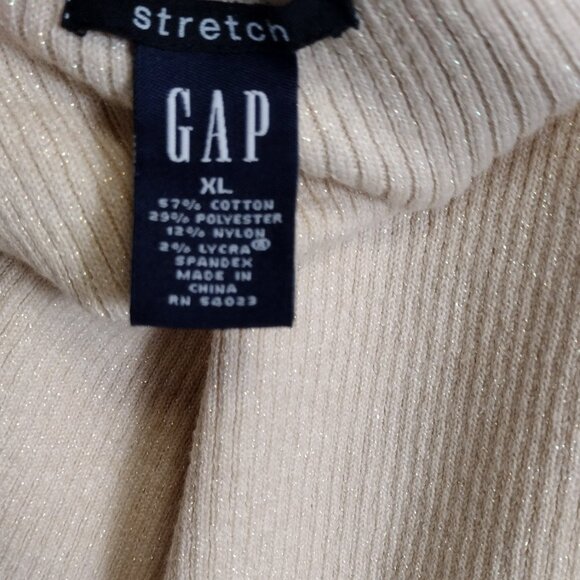 GAP Stretch Gold Shimmer Open Back Turtleneck Top XL - Picture 11 of 12
